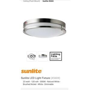 NEW Sunlite 45604-SU 23W LED‎ Dimmable Fixture LFX/DCO16/BN D/30K/EM (150